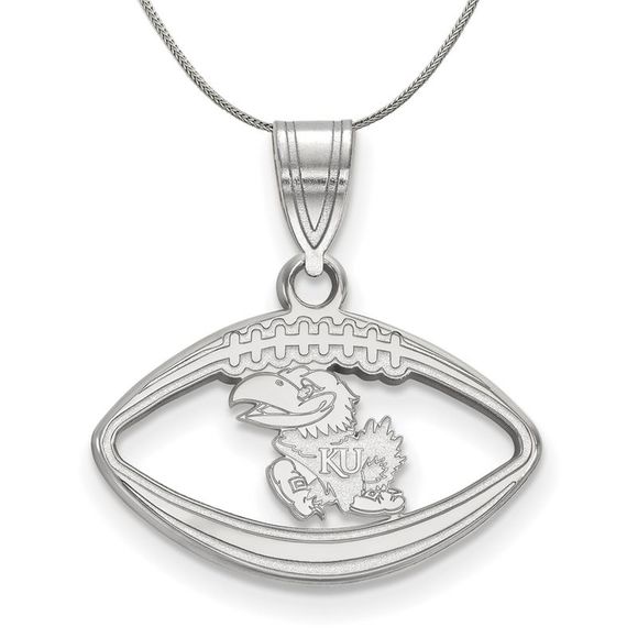 Sterling Silver U. of Kansas Football Pendant Necklace - 20...